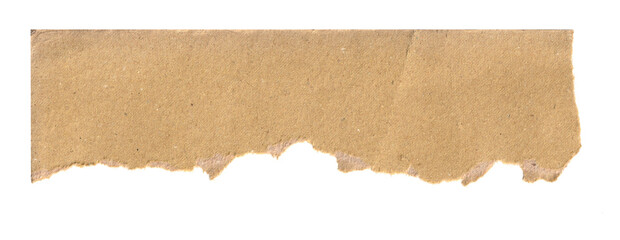 torn brown paper strips with rough edges isolated on white background