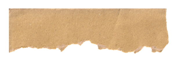 torn brown paper strips with rough edges isolated on white background