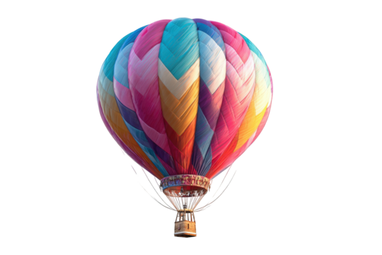 Vibrant hot air balloon against black background