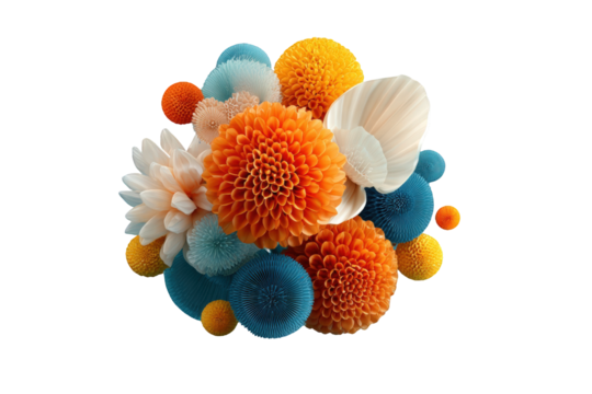 Abstract floral cluster.  Colorful 3D forms