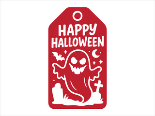 Gift Tag & Label Design  Halloween gift tag vector with playful text and spooky illustration