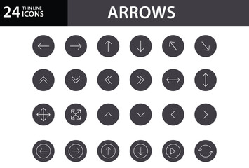 Black vector arrows collection. Arrow. Cursor. Arrow vector icon. Modern simple arrows. Collection different Arrows on flat style for web design or interface. Direction symbols - vector illustration