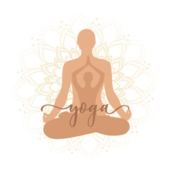 Yoga meditation illustration connection relaxing man in lotus position