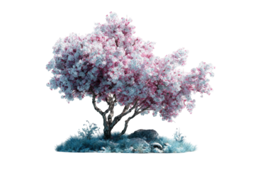 Pink blossom tree on a stone base