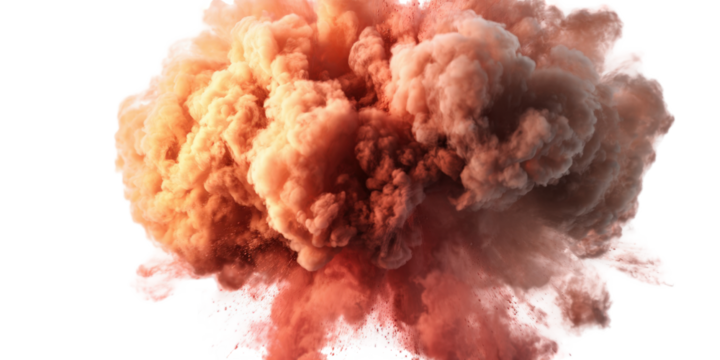 Abstract explosion of orange-pink smoke