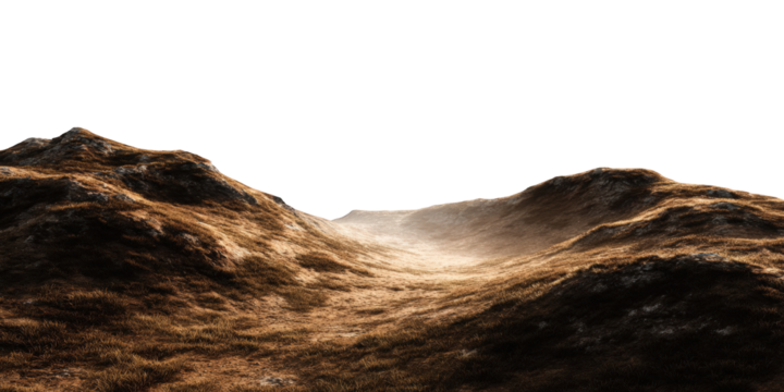 Arid, rolling terrain, brown landscape