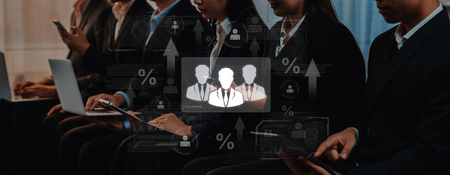 Concept of human resources metrics and workforce analytics. The data shows employee team performance, professional development, and overall business growth and success. Fermion