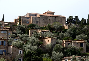 Historical Buildings in the Village Deia in the Mountains Serra Tramuntana on the Island Mallorca