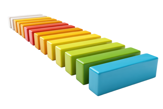 Colorful 3D rectangular blocks in a gradient