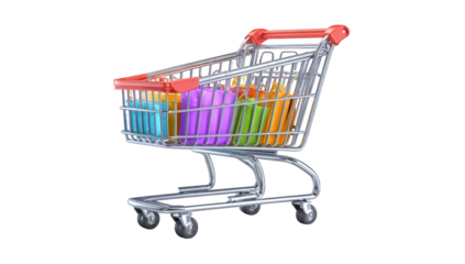 Shopping cart filled with colorful items (2)