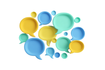 Abstract cluster of colorful speech bubbles