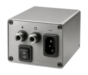 Durable metal-cased power supply for reliable use in garage workspaces.