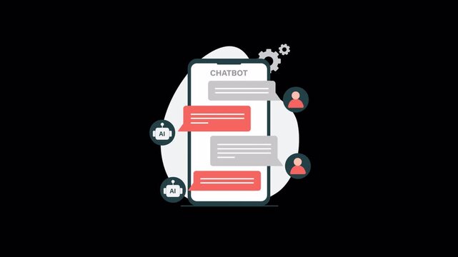 Chatbot and AI Chat on Mobile Phone Concept Animation Video - Transparent
