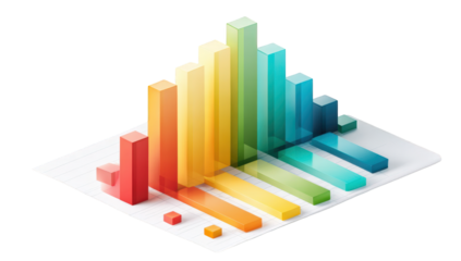 Colorful 3D bar graph on a sheet