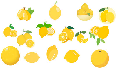 Fresh yellow lemons whole and slices with green leaves seamless pattern. transparent Fresh yellow lemons with mints overhead view - 1