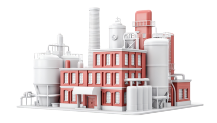 Industrial complex in muted colors