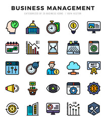 Business Management Icons Pack. Lineal Color icons set. Lineal Color icon collection set.