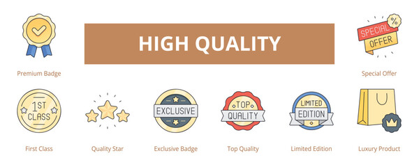 High Quality Lineal Color Banner Web Icon Set Vector Illustration