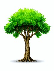 Naklejka premium Cartoon tree illustration graphic design element isolated on white background for nature concept art