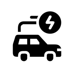 Electric car charging with lightning bolt