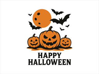 colorful Halloween celebration vector with bats moon and pumpkins