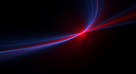 Abstract light painting with swirling blue and green light trails.