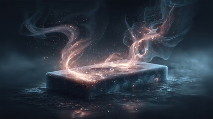 Surreal floating palette with glowing paint digital art creation ethereal environment abstract viewpoint imagination and expression