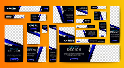 Business web banner template set. Vector horizontal, vertical, square web ads banner. Abstract Business Ads poster for Web post Design Template. Social Media Cover ads banner, flyer, invitation card