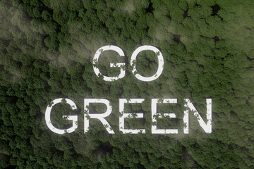 Environmental message encourages conservation in lush forest scene highlighting nature's beauty and importance of sustainability
