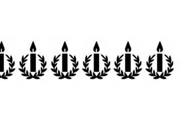 Memorial candles with laurel wreaths in a repeating pattern, symbolizing remembrance, peace, and spirituality as an icon