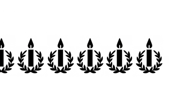 Memorial candles with laurel wreaths in a repeating pattern, symbolizing remembrance, peace, and spirituality as an icon