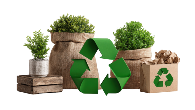 Recycled plants in natural containers