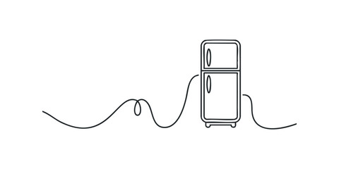 Simple line drawing of a refrigerator with power cord