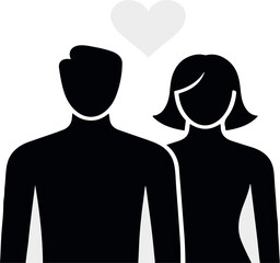 Couple Silhouette with Heart Icon love romance