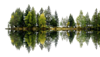 Fototapeta premium Serene lake reflected forest scene