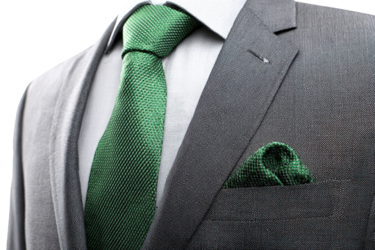 Formal suit with green tie and pocket square - Powered by Adobe