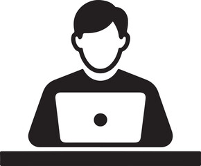 Person Working on a Laptop Icon silhouette figure