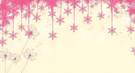 Obraz premium Delicate pink star ornaments hanging on a light cream background