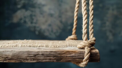 Rustic linen cloth floating platform for eco-friendly product showcase.