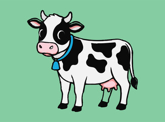 Cute Cow Cartoon Vector Icon Illustration.