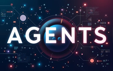 AI Agents, poster design with text. High quality