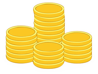 Golden Coins Stacks, Financial Success Concept, Money Savings, Wealth and Economy
