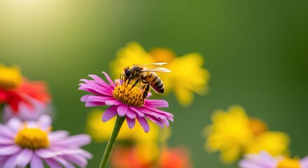 Bee Pollination in Garden

