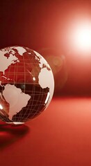 Glass Globe on Red Background with Bright Light.