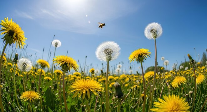 Bee and Dandelion Field
