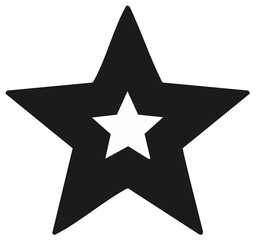 Fototapeta premium Minimalist black and white star shape icon with smaller star inside vector graphic