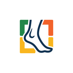 Modern foot and ankle care logo with colorful square frame