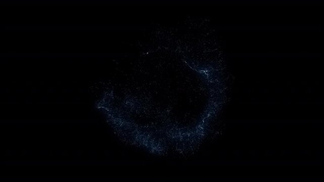 Blue firework shockwave. Magical style digital shockwave, explosive shockwave effect, diffused wave on a transparent background. Glowing shockwave particles. Alpha channel. Overlay template.