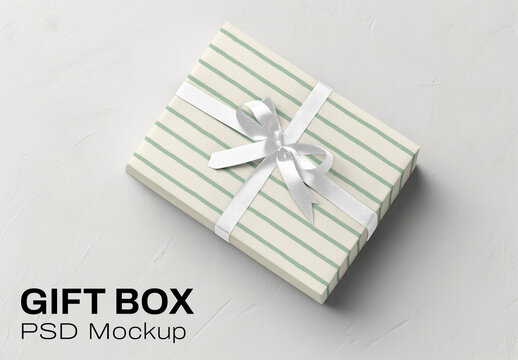 Elegant Striped Gift Box Mockup Psd