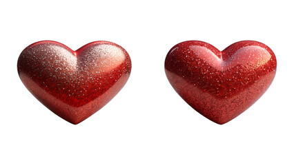two red hearts collection isolated on transparent background